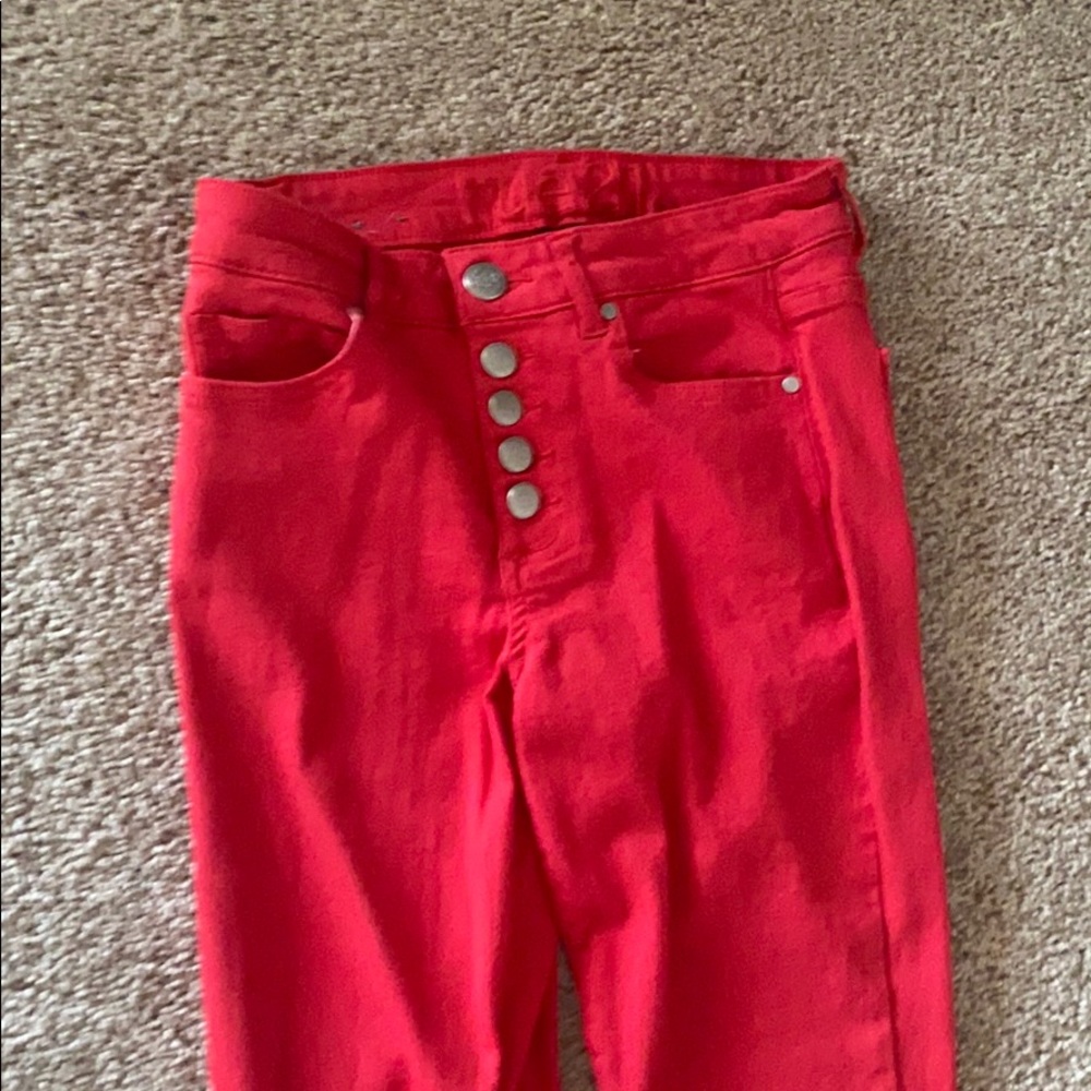 Red jeans.